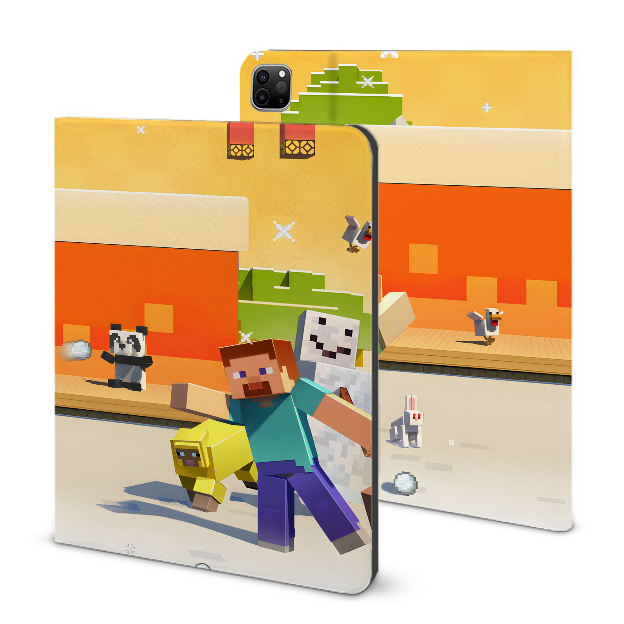 （画像用） マインクラフト ブロックの世界 Minecraft MC Block world IPad ケース ブック型 PUレザー TPU 耐衝撃 軽量 薄型 ペン収納なし 全面保護 IPad 各モデル対応